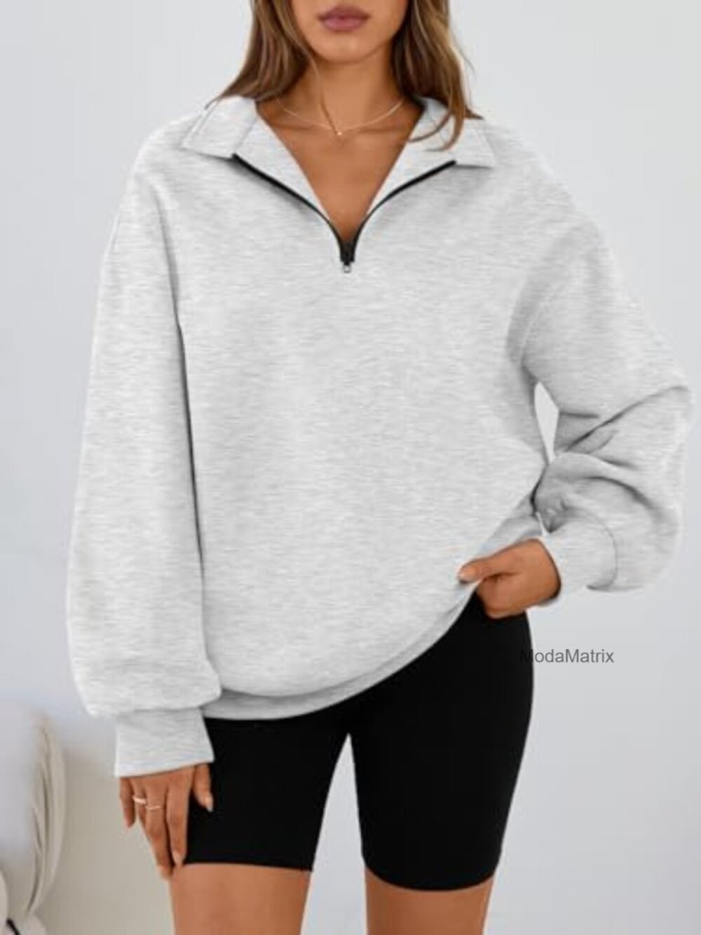 Oversized Half Zip Fleece Sweatshirt Cozy Pullover Fall Winter - Picture 2 of 7